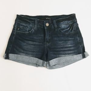 KanCan Estilo Dark Blue Denim Roll Cuff Shorts